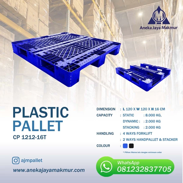 Plastic Pallet Size 120 x 120 x 16 cm Colour BLUE