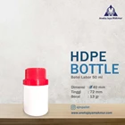 Botol Obat Plastik HDPE Labor 50 ml Warna Putih Tutup Merah dengan sumpel 1