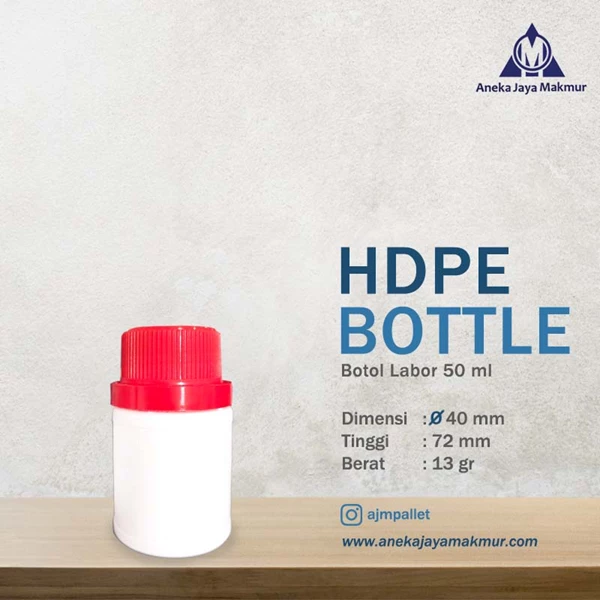 HDPE  Medicine Labor Plastic Bottle 50 ml White Color Red Cap with a seal