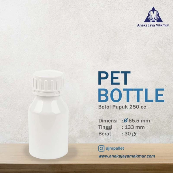 Botol PET Plastik Pupuk 250 cc Polos